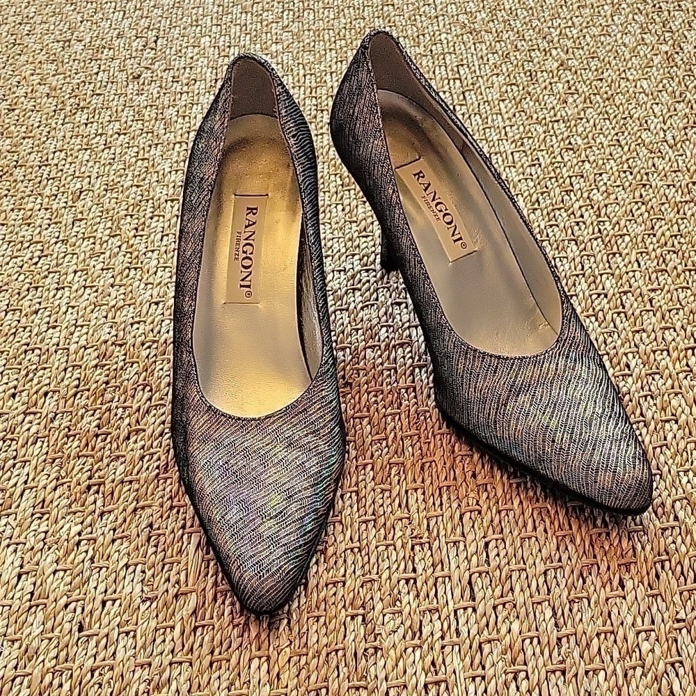 RANGONI FIRENZE rainbow metalic all leather heel.  Pointed toe.  Size is 9.